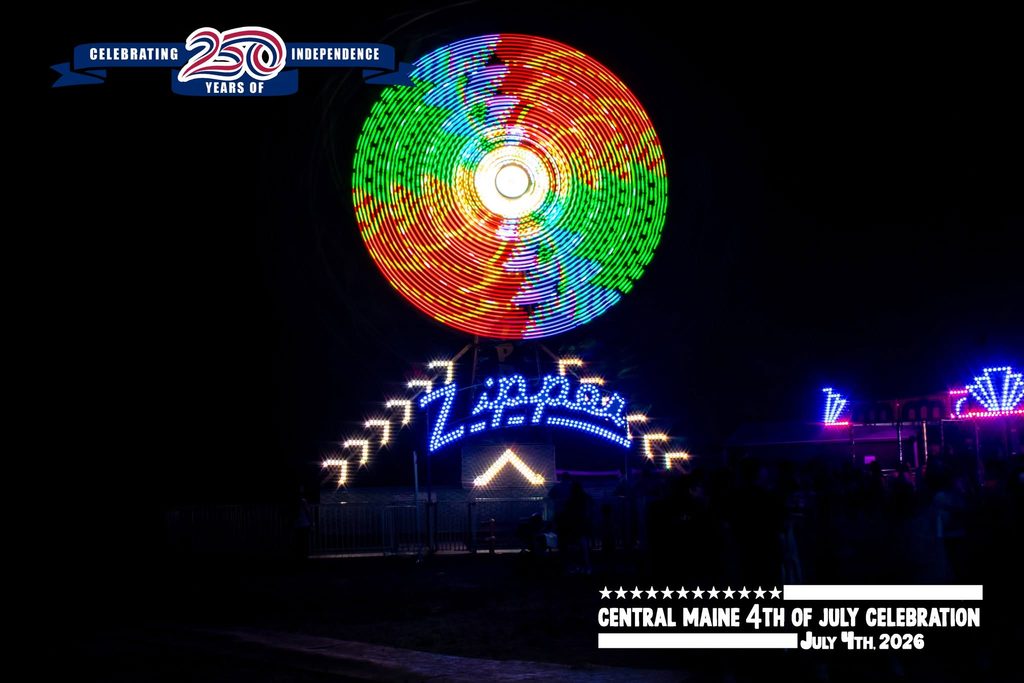 As the sun set on the Central Maine 4th of July Celebration, on America's 250th birthday, families danced under the lights, watched fireworks fill the sky, and closed out the night on the rides from Smokey's Greater Shows.
